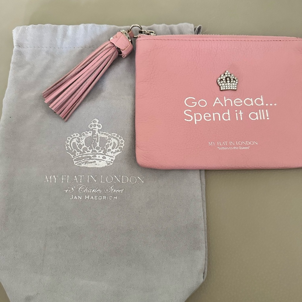 My Flat in London - Letters to the Queen Pink Leather Wristlet - Picture 2 of 9